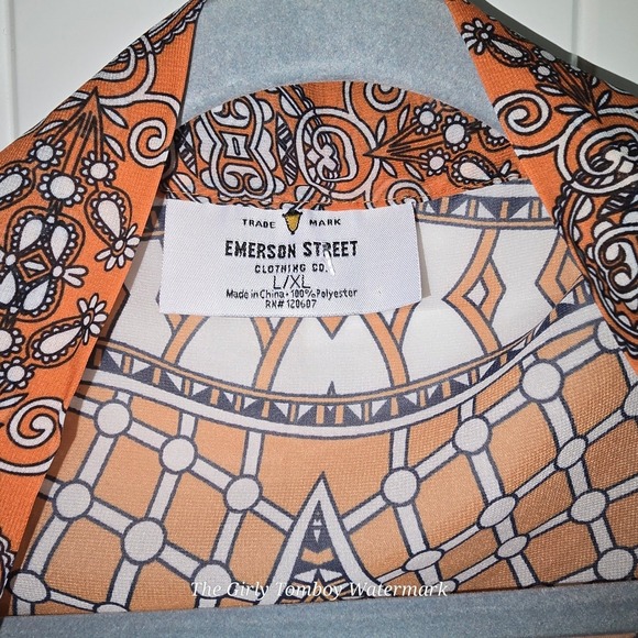 University of Texas Longhorns Orange Geometric Print Sleeveless Duster Vest L XL - Picture 10 of 16